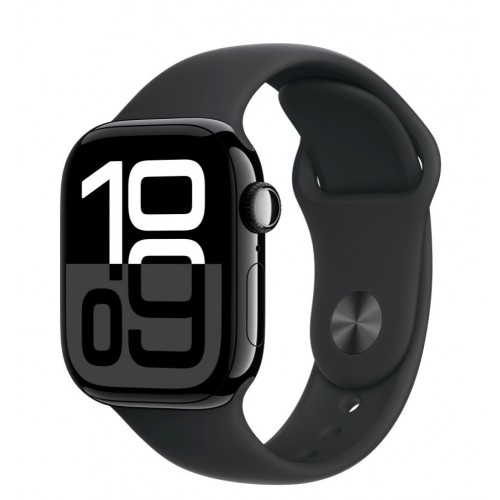 APPLE WATCH 10 42mm GPS JET BLACK WITH BLACK SPORT BAND M/L MWWF3 EU