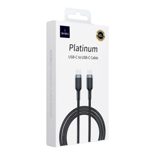 CABLE DATA WIWU PLATINUM SERIES USB C TO USB C 60W WI-C013 120cm BLACK