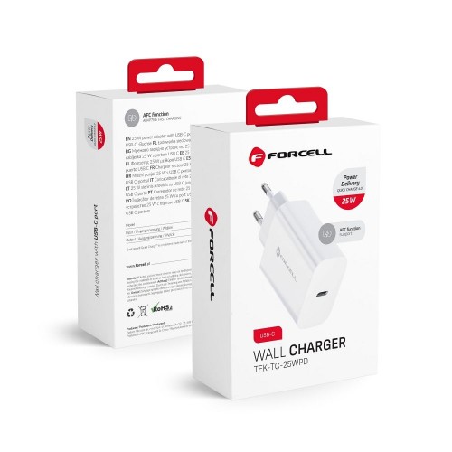 TRAVEL CHARGER FORCELL F-ENERGY TFK-TC-25WPD QC4.0 3A 25W WHITE