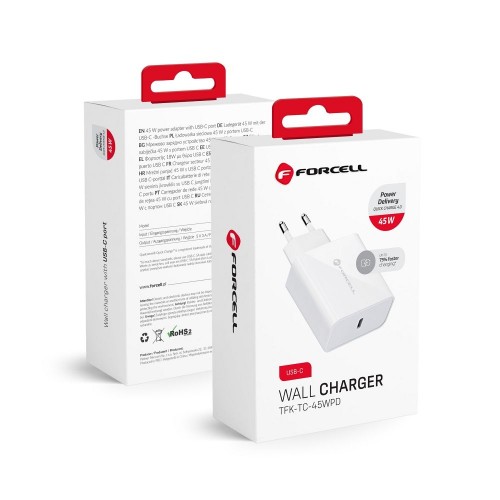 TRAVEL CHARGER FORCELL F-ENERGY TFK-TC-45WPD QC4.0 3A 45W WHITE