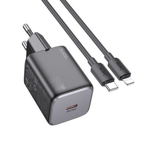 CHARGER HOCO TYPE-C + CABLE TYPE-C TO LIGHTNING QC PD 20W N40 BLACK