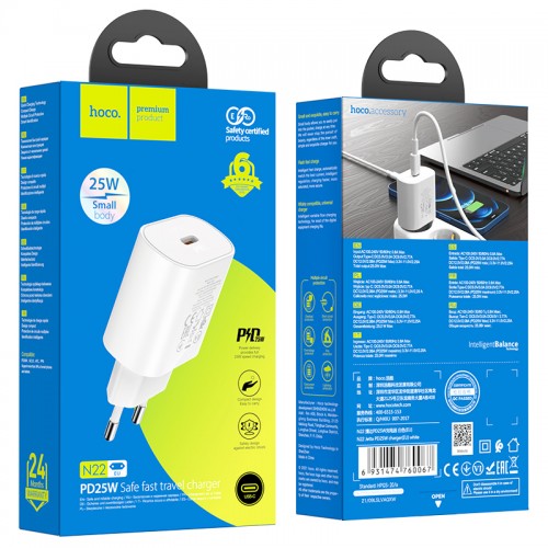 HOCO CHARGER TRAVEL PD 25W Q3.0 N22 WHITE