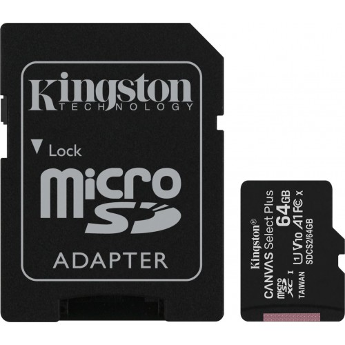 KINGSTON CANVAS SDXC 64GB CLASS 10 UHS-I + ADAPTOR SDCS2/64GB