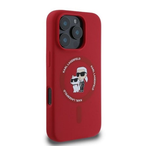 ΘΗΚΗ ΓΙΑ APPLE IPHONE 16 PRO MAX COMPATIBLE WITH MAGSAFE KARL LAGERFELD (SILICONE KC BODY RING) KLHMP16XSCMKCRHR RED