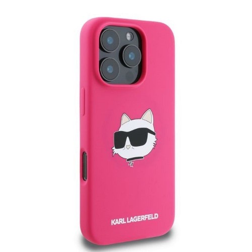 ΘΗΚΗ ΓΙΑ APPLE IPHONE 16 PRO MAX COMPATIBLE WITH MAGSAFE KARL LAGERFELD (SIL CHOUPETTE HEAD PRINT) KLHMP16XSCHPPLF FUSCHIA